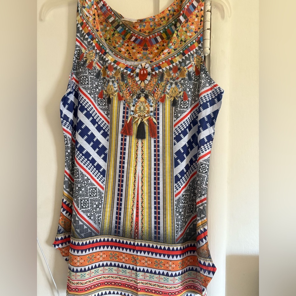 Multicolor Geometric Print Women's Top